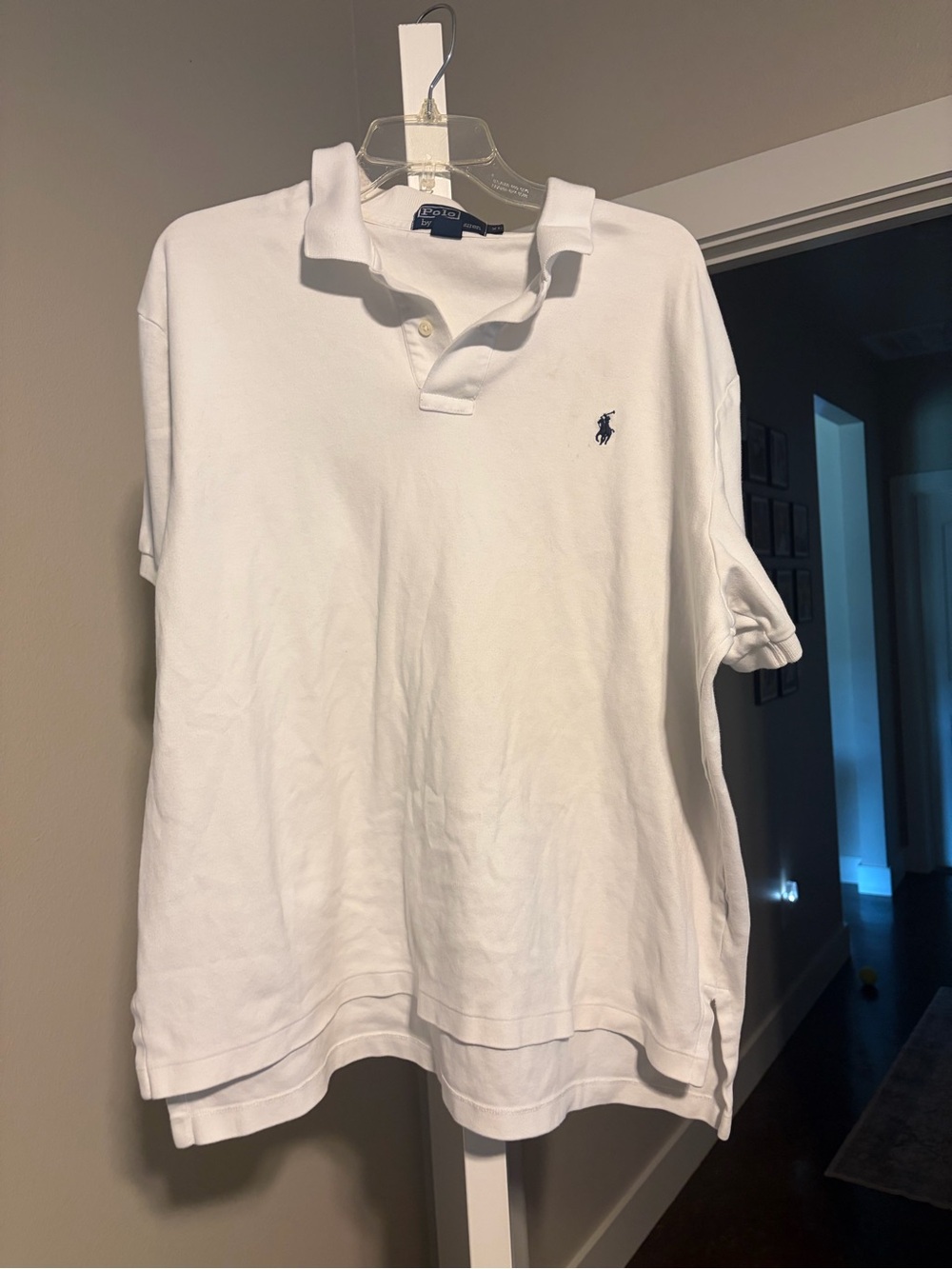 Ralph Lauren White Polo with Navy Pony Embroidery
